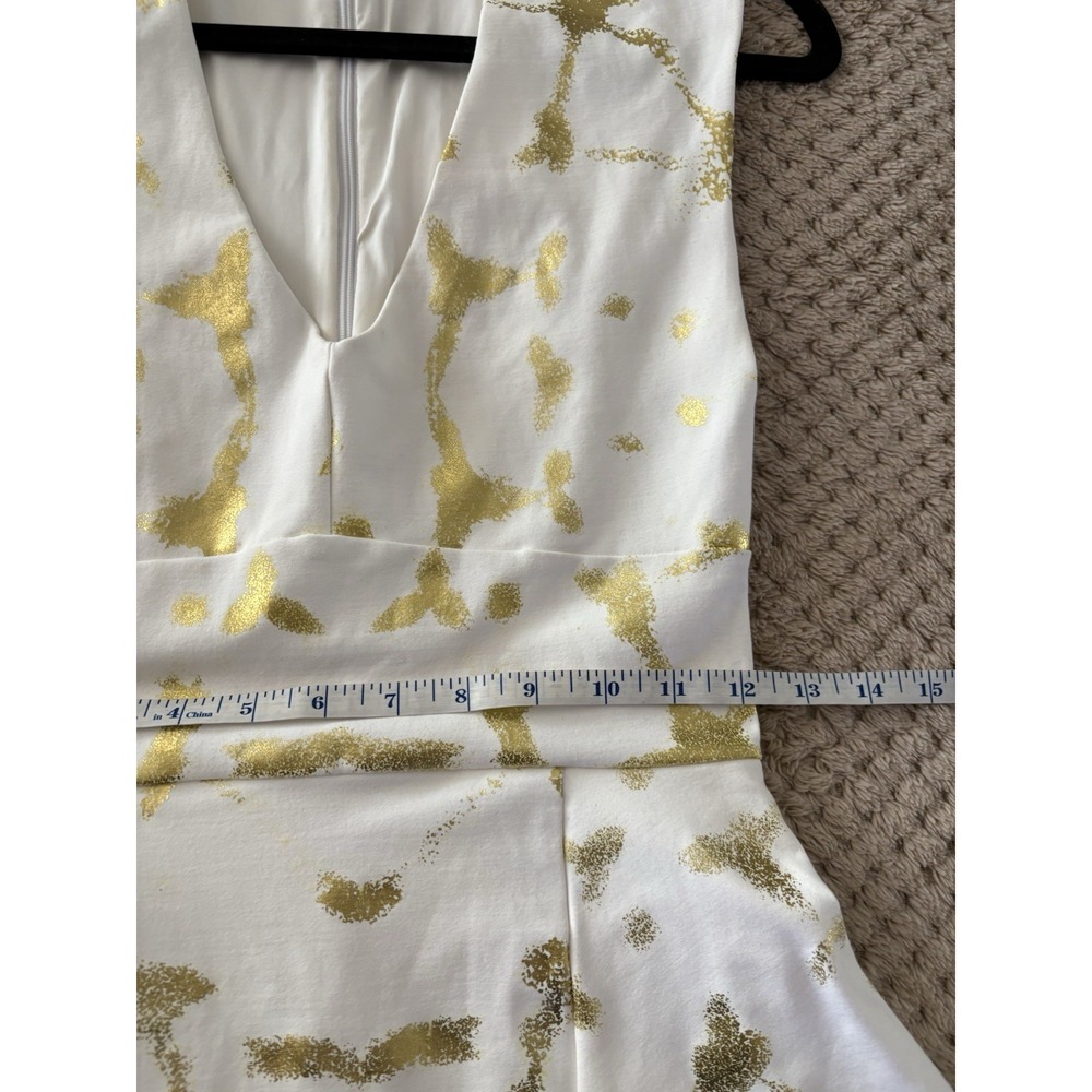 Beautiful Bebe  White & Gold Peplum  Lined Dress XS Celebrity Fave🔥 - Picture 10 of 16